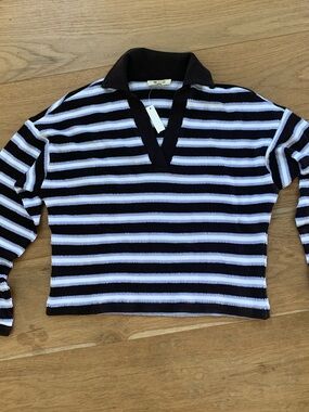 Madewell Relaxed Striped Polo Long Sleeve Top